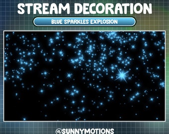 Animated Stream Decoration Confetti Shooting / Blue Sparkles Explosion / Colorful Firework / Blue Glowing Light Flare Twitch Add-on Overlay