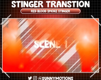 1 Red Blood Smoke Animated Twitch Stinger Transition, Halloween Night Smooth Smokey Phase Stream Transition, Crimson Minimal Simple Overlays