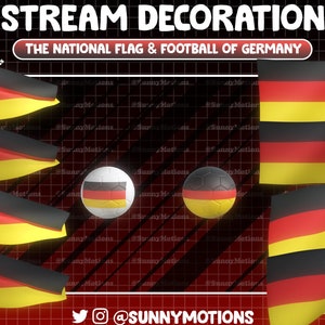 Animowana dekoracja strumienia: nakładka na flagę narodową Niemiec Twitch, piłka nożna, Euro 2024, Puchar Świata, mecz piłkarski Cheer Vtuber-Asset
