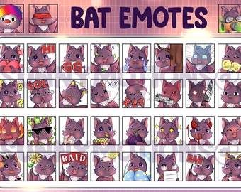 35x Cute Bat Twitch Discord Emotes / Kawai Mammal Animal Emoji / Flying Loyalty Sub Bit Badges / Channel Points / Brown Vampire Bat Bundle