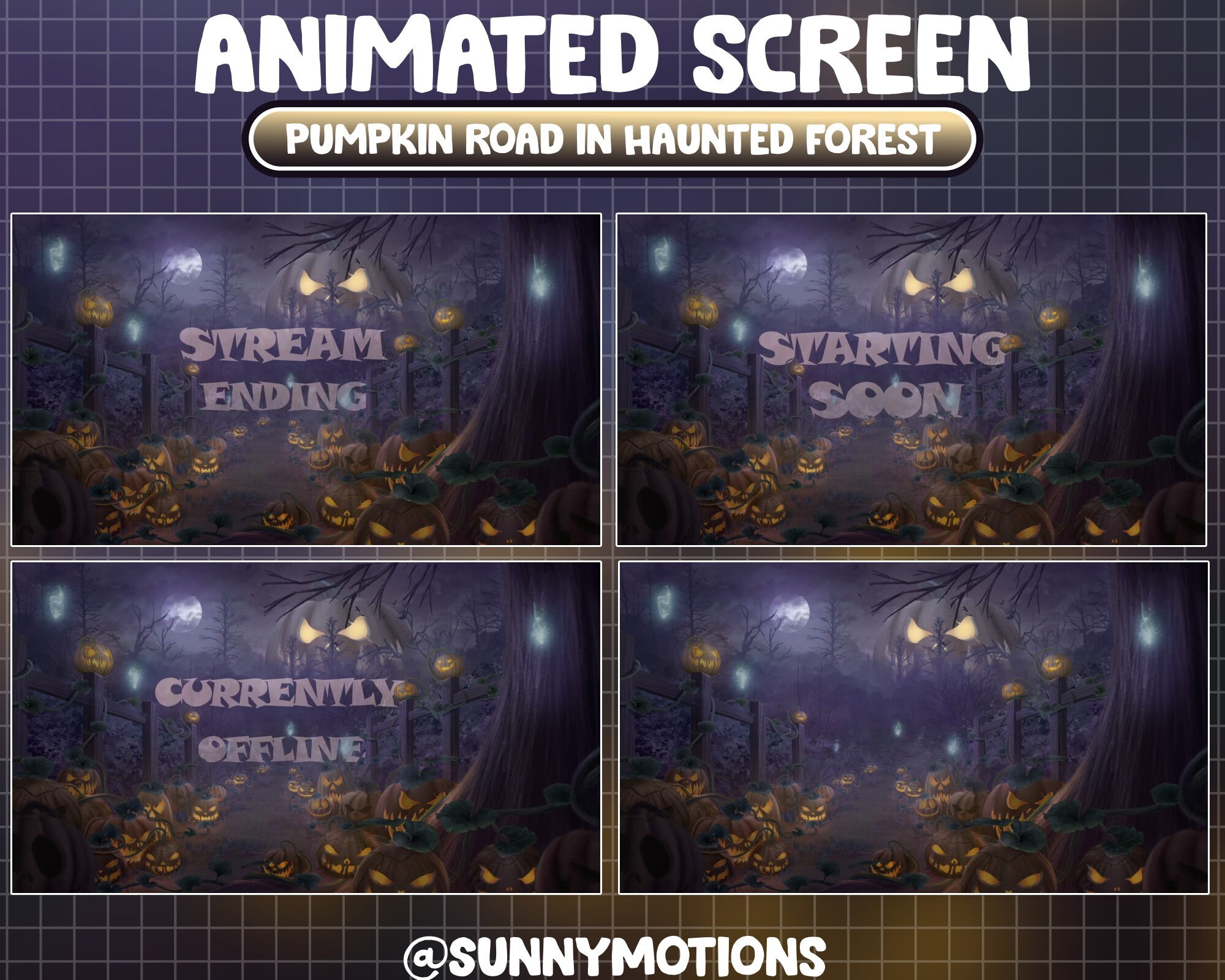 Haunted Overlay Animated Stream Package: Halloween Spooky Pumpkin Road in Haunted ...