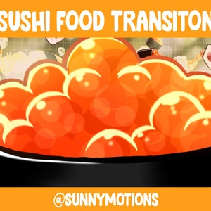 Kawaii Sushi Stream Scene Stinger Transition / Onigiri, Nigiri, Salmon, Avocado, Fish / Japan Food Phase Transition / Simple Clean Overlay