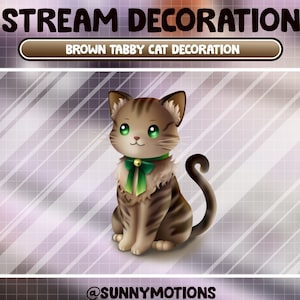 Animated Stream Decoration Animal Soft Plushy Toy / Lofi Aesthetic Brown Tabby Cat / Calico Cat / Kawaii Twitch Overlay / Tabby Kitty Add-on