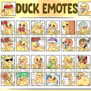 Yellow Duck Twitch Discord Mixer Youtube Emotes / Kawai Animal Emoji / Subscriber / Loyalty Sub Bit Badges / Channel Points / Twitch Overlay