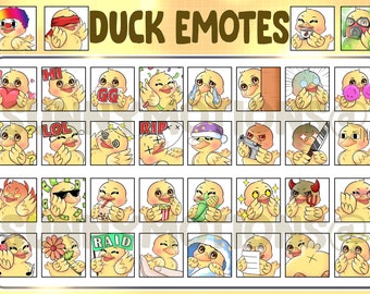 Yellow Duck Twitch Discord Mixer Youtube Emotes / Kawai Animal Emoji / Subscriber / Loyalty Sub Bit Badges / Channel Points / Twitch Overlay