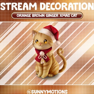 Animated Stream Decoration Animal Soft Plushy Toy / Lofi Orange Brown Tabby Cat / Xmas Ginger Cat Twitch Overlay / Christmas Kitty Add-on