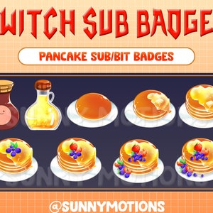 Pancake Twitch Sub Bit Badges / Cute Emoji / Emotes / Fast Food Loyalty Subscriber Badges / Cheer Badges For Streamers Discord, Mixer