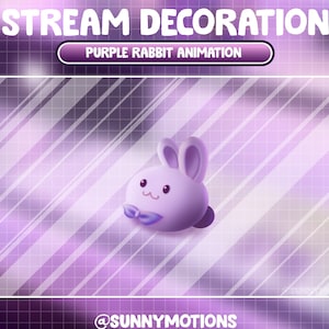 Animated Stream Decoration Animal Soft Plushy Toy / Lofi Aesthetic Purple Rabbit / Moon Bunny Animation / Cute Add-on Kawaii Twitch Overlay