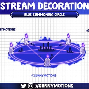 Animated Stream Decoration: Blue Magic Circle Spell Evocation Twitch Overlay, Transmutation, Witchy Symmetry, Candle Geometry, Summoning