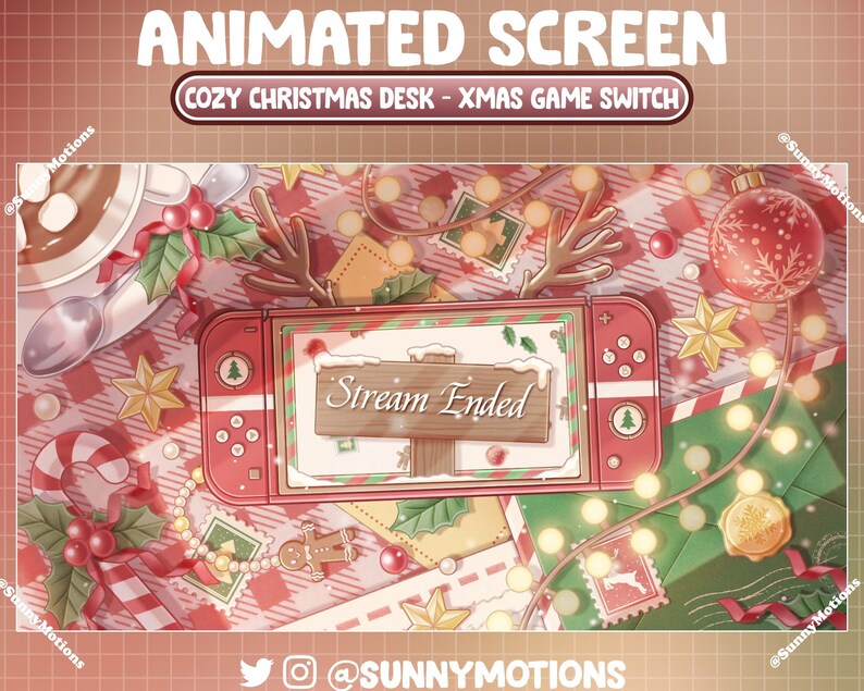 ANIMATED Stream Package: Aesthetic Lo-fi Christmas Desk, Macaron Coffee ...