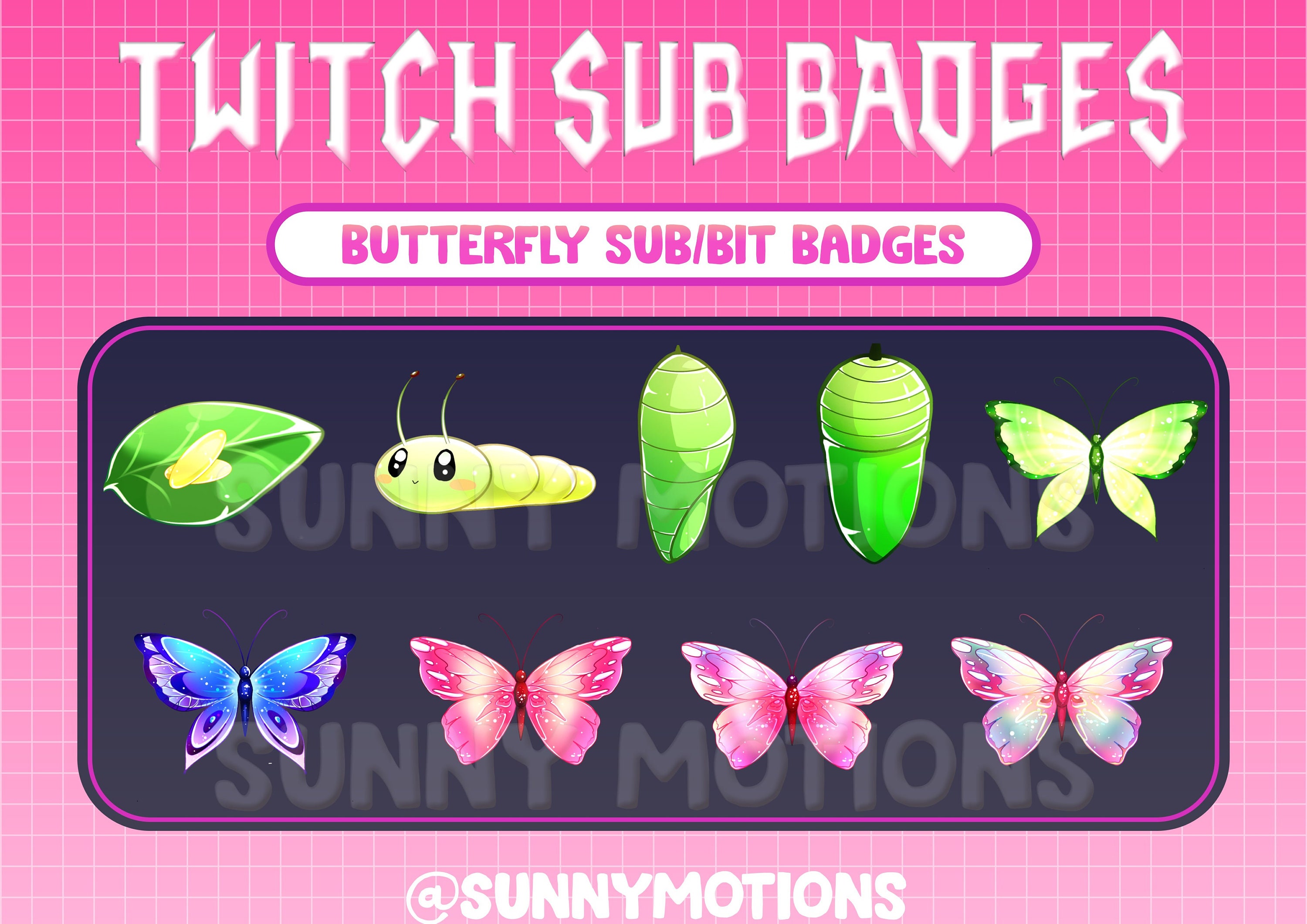 Cute Butterfly Twitch Sub Bit Badges / Cute Emoji / Emotes / Etsy