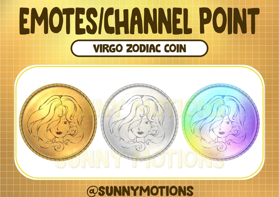 Twitch Cool Gold Zodiac Sign Coin Emotes / Virgo Channel Points