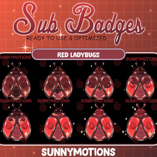 8 Red Liquid Ladybugs Twitch Sub Bit Badges, Cute Ladybug Beetle  Loyalty Badge, Kawaii Insect Garden Twitch Overlay, Graphics For Streamer