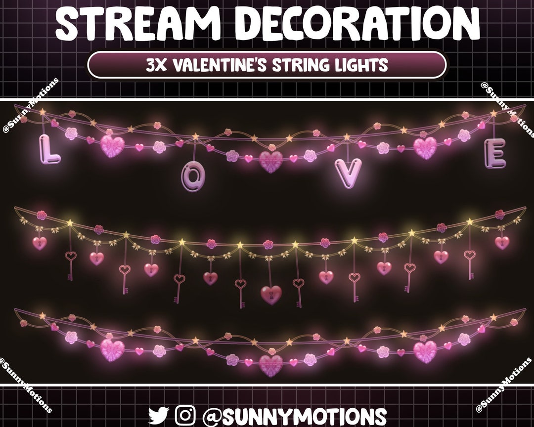 Animated Stream Decoration: Aesthetic Glowing Heart Valentine's Light ...