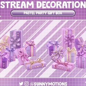 2 animierte Stream-Dekoration: Lila-rosa Party-Geschenkboxen einkleben, Geburtstag, Weihnachten, Jahresendparty, Jubiläum feiern, Twitch-Alarm-Add-on