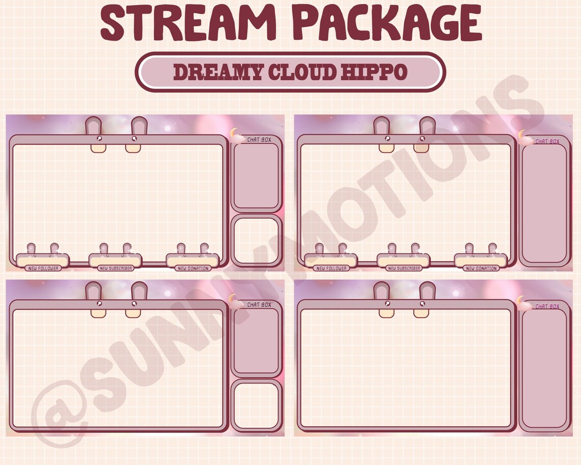 ANIMATED Twitch Stream Package / Cute Brown Hippo Sparkle / Streamer ...