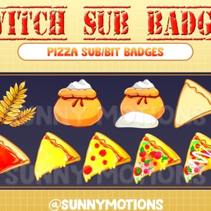 Kawaii Pizza Twitch Sub Bit Badges / Cute Emoji / Emotes / Fast Food Subscriber Badges / Kawaii Pizza Lover  / Streamers  Discord, Mixer