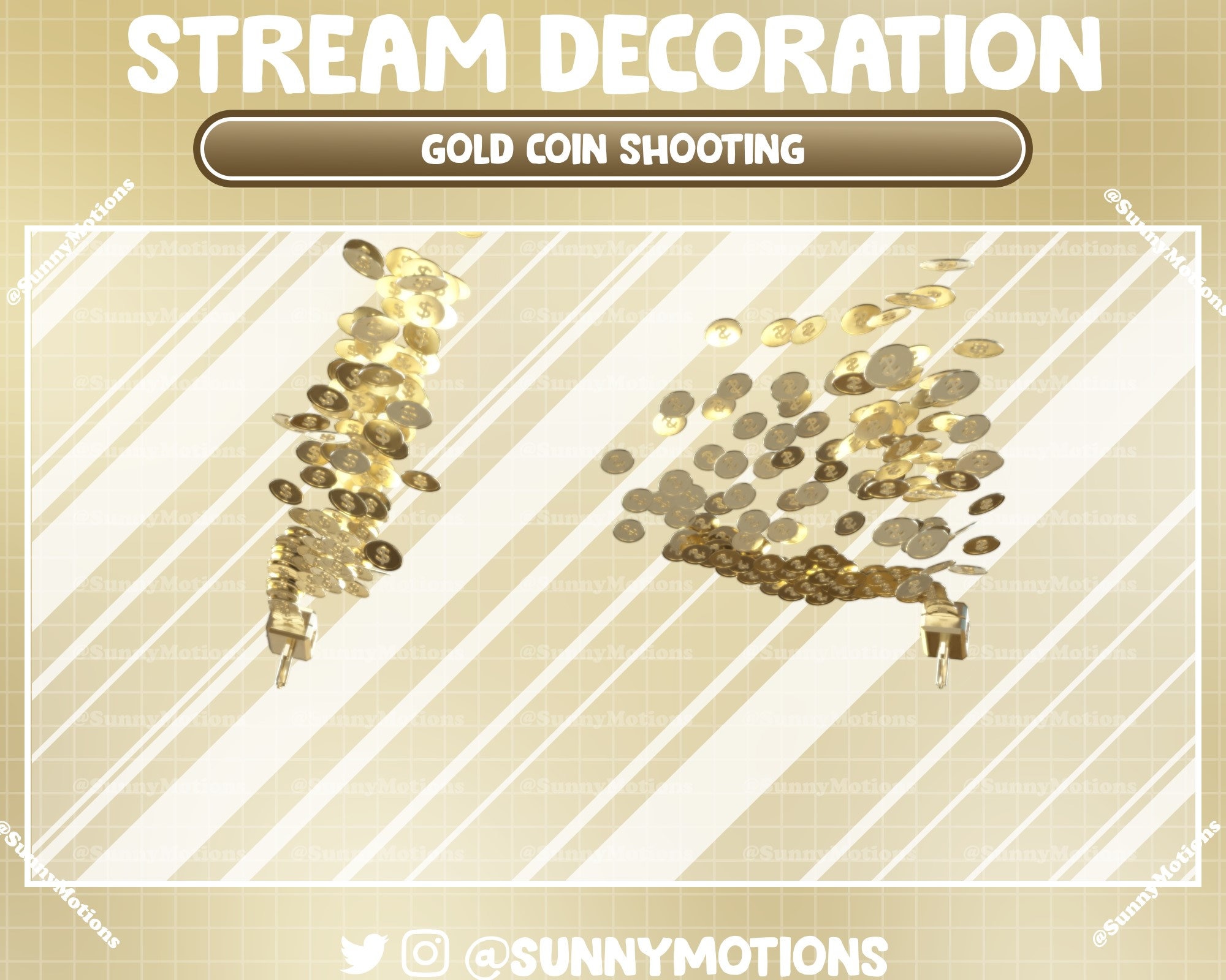 アニメーション配信の装飾：金貨の射撃、ピストルのTwitchオーバーレイ、短銃、落下するお金、サブ、歓声、ビット、キャッシュレイン、フライドル -  Etsy 日本