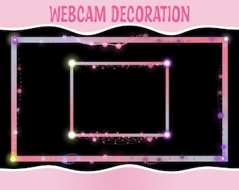 Twitch Camera Overlay Flair Decoration | Sparkle | Lights | Pastel | Pink Peach | Animated Lights Webcam Overlay | ANIMATED Camera Border