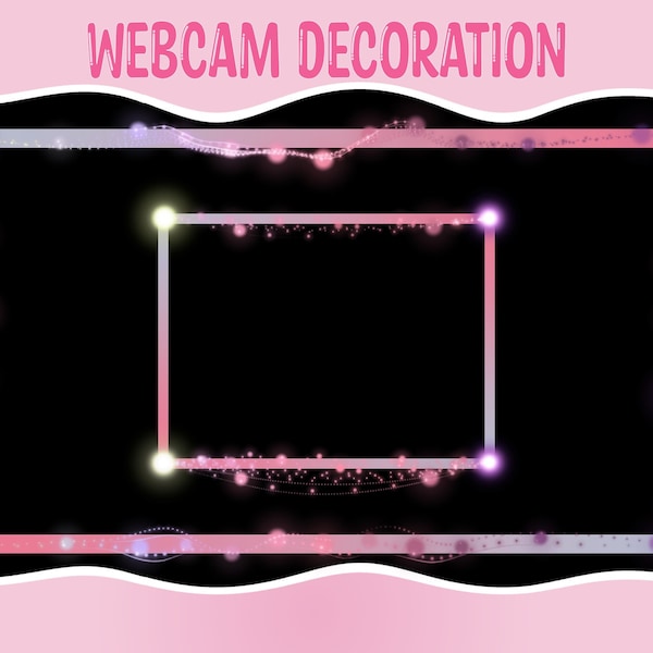 Twitch Camera Overlay Flair Decoration | Sparkle | Lights | Pastel | Pink Peach | Animated Lights Webcam Overlay | ANIMATED Camera Border