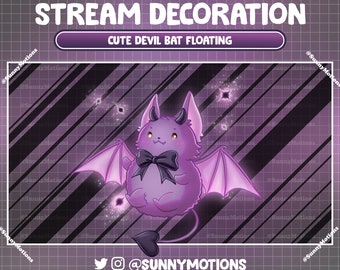 Animated Stream Decoration: Aesthetic Pink Angel Fairy Bat, Scary Halloween Floating Bat Wings, Cute Horror Night Game Room Twitch Overlay