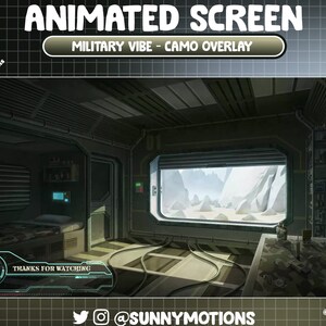 FULL ANIMATED Stream Package: Military Room Vibe, Green Camo Twitch Overlay, Military Uniform Train, Soldiers, Armed Forces At Wild Desert image 3