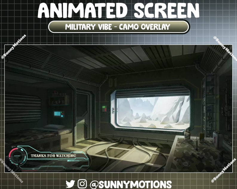 FULL ANIMATED Stream Package: Military Room Vibe, Green Camo Twitch Overlay, Military Uniform Train, Soldiers, Armed Forces At Wild Desert image 3