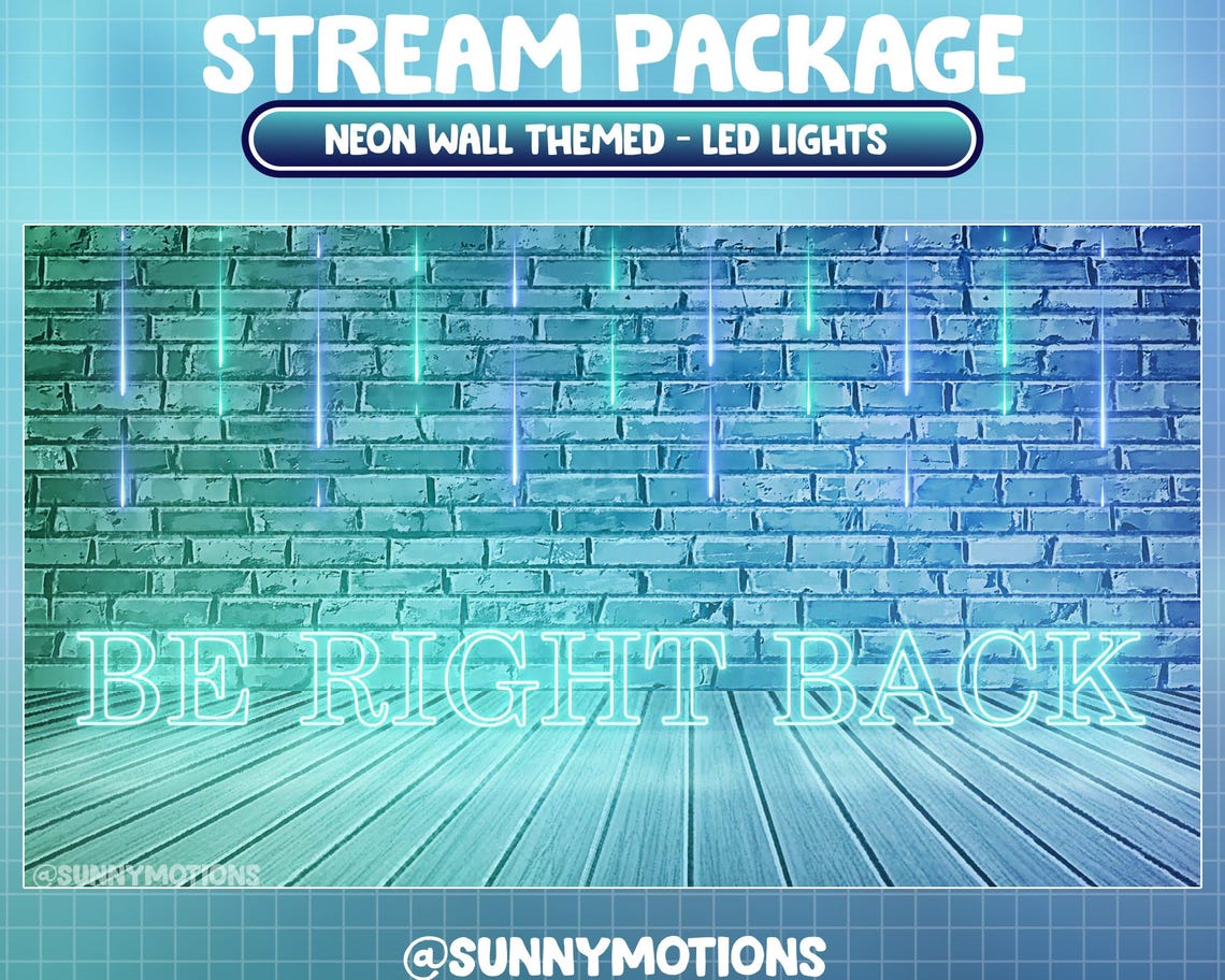 Animated Neon Full Stream Package, Blue Turquoise Green Neon Room ...