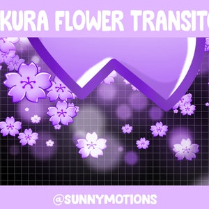 紫の桜の花のアニメーション Twitch シーン スティンガー トランジション / かわいい桜 / Twitch オーバーレイ / ストリーム グラフィックス / ストリーマー / Decord