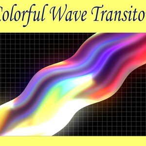 Puede incluir: Arte digital abstracto con una ola iridiscente de colores sobre un fondo de cuadrícula negra. La ola es un degradado de morado, azul, verde, amarillo y rojo.