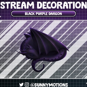 Animated Stream Decoration Black Purple Galaxy Dragon Animation, Legendary Creature, Mythological Origin Add-on Kawaii Dragon Twitch Overlay