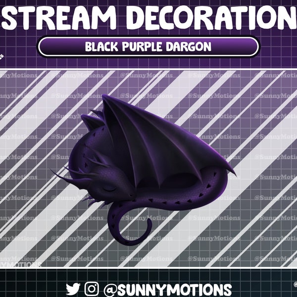 Animated Stream Decoration Black Purple Galaxy Dragon Animation, Legendary Creature, Mythological Origin Add-on Kawaii Dragon Twitch Overlay