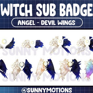 Cool Orange Angel - Blue Devil Wings Twitch Sub Bit Badges / Fairy Streamer Emotes / Ghost Dark Diamond Cheer Subscribers / Donation Badges