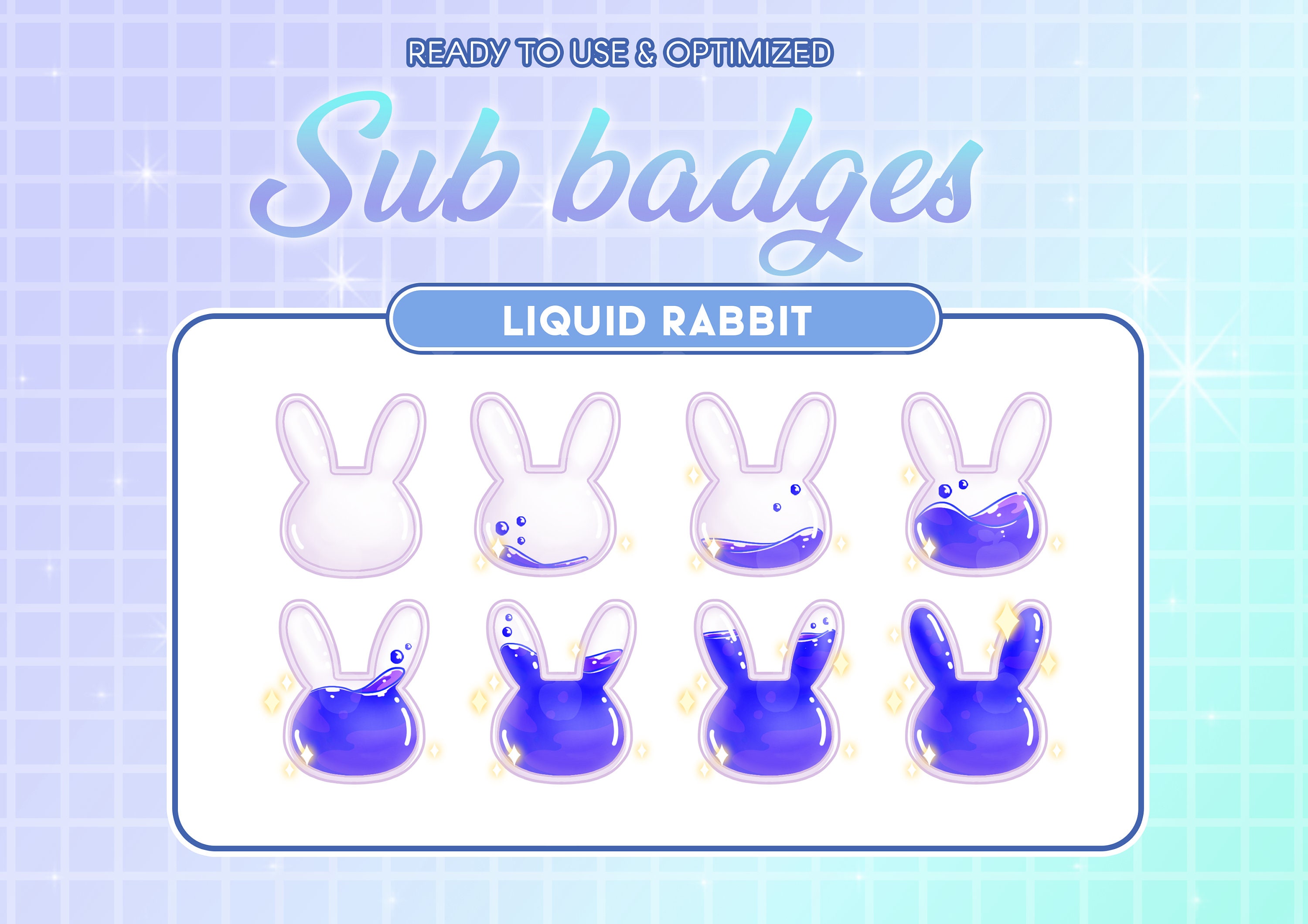 Steam Rabbit Badges Dark Blue Purple Liquid Rabbit Bottle Twitch Sub Bit Badges, Kawaii ...