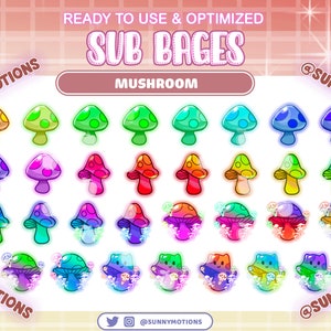 31 Colorful Neon Poison Mushroom Complete Twitch Tier Sub Badges, Witchy Ghost Cottagecore Forest, Spirit Skull Bit, Streamers Discord Roles