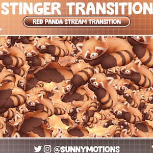 Peut inclure: Une illustration numérique d'une transition de panda roux pour le streaming. L'image présente un motif répétitif de pandas roux enroulés dans une forme de nuage. L'arrière-plan est de couleur orange chaud avec un effet de scintillement subtil.