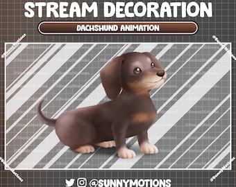 Animated Stream Decoration: Aesthetic Dachshund Sitting, Kawaii Sausage Dog Twitch Overlay, Wiener Puppy, Badger Dog & Doxie, Vtuber Webcam