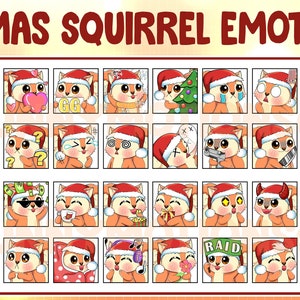 Christmas Squirrel Twitch Discord Mixer Youtube Emotes / Kawai Xmas Animal Emoji / Loyalty Sub Bit Badges / Channel Points / Twitch Overlay