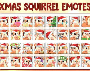 Christmas Squirrel Twitch Discord Mixer Youtube Emotes / Kawai Xmas Animal Emoji / Loyalty Sub Bit Badges / Channel Points / Twitch Overlay