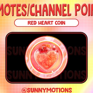 Red Heart Twitch Coin Emotes / Channel Points / Kawaii / Cute Flower / Pastel Streamer Graphics / Gamer / Donation / Valentine Sub Bit Badge