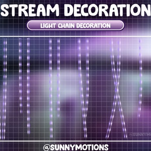 May include: A grid with different light chain decoration patterns. The text "LIGHT CHAIN DECORATION" is at the top of the grid. The text "@SUNNYMOTIONS" is at the bottom of the grid.