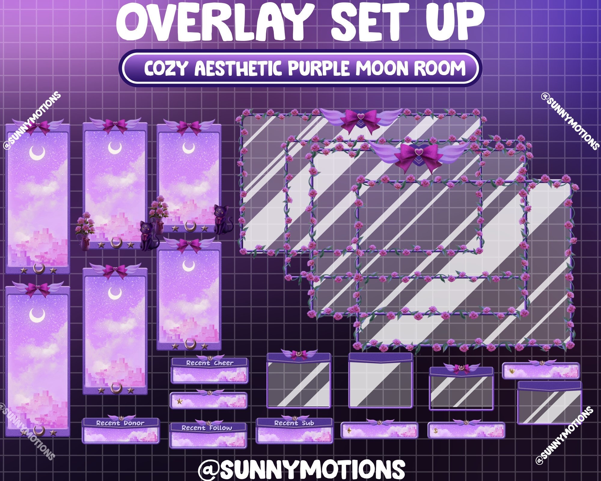 ANIMATED Twitch Overlay Stream Package: Lo-fi Vibe Aesthetic 