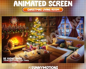 ANIMATED Twitch Stream Screen Overlay / Christmas Night At The Town / Aesthetic Xmas Living Room / Cozy Noel City House / New Year Holiday