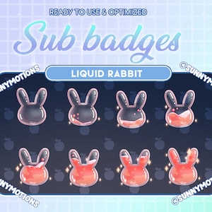 8x Red Liquid Rabbit Bottle Twitch Sub Bit Badges / Kawaii Magic Star Bottle / Cute Emotes For Streamers / Magic Bunny Ear / Easter Overlay
