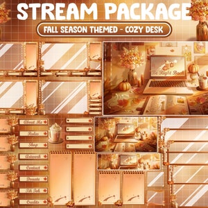 Animated Twitch Stream Package Overlay, Boba Bubble Tea, Retro Lofi Study Desk, Cozy Aesthetic Thanksgiving, Autumn Game Room, Fall Season