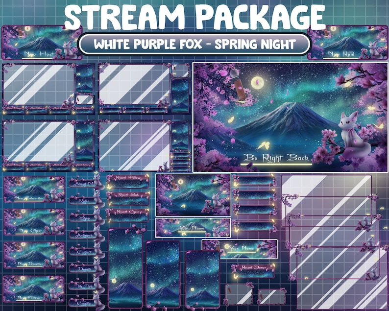 Animated Stream Package: Cozy Spring Night at Fuji Mountain Twitch ...