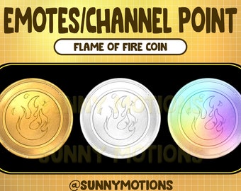 Twitch Cool Gold Flame Of Fire Coin Emotes / Channel Points / Kawaii Cute Streamer Graphics / Fireball Sub Bit Badges / Old Soul Flames Coin