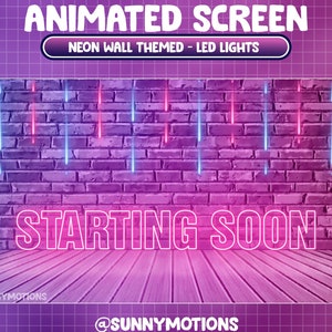 Animated Neon Full Stream Screen / Blue Pink Neon Room / Neon Twitch Overlay / Neon Light Chain / Neon Sign Wall & Floor / Alerts / Panels