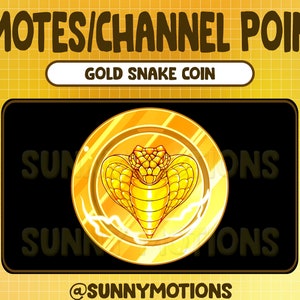 Emote Twitch Cool Gold Snake Coin / Punti canale / Emote carine Kawaii / Pastello / Grafica streamer / Gamer Star / Distintivi sub bit animali
