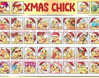 36 Yellow Christmas Chick Twitch Discord Mixer Youtube Emotes, Kawai Duck Emoji, Subscriber, Loyalty Sub Bit Badges, Chicken Stream Overlay